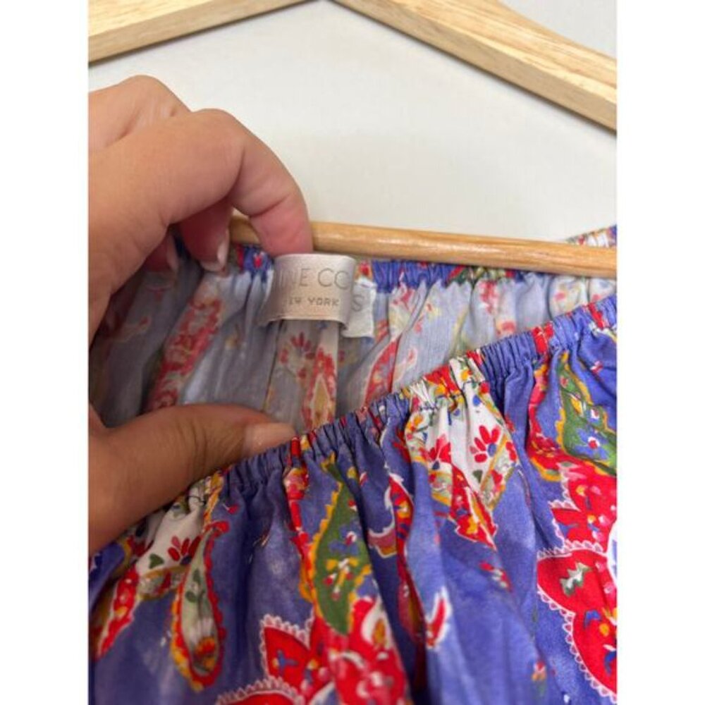 NEW Caroline Constas Charli Enchanted Paisley Off-Shoulder Mini Dress Blue - Picture 5 of 9
